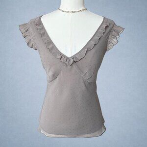 Y2K Grey Sheer Tie-Back Blouse